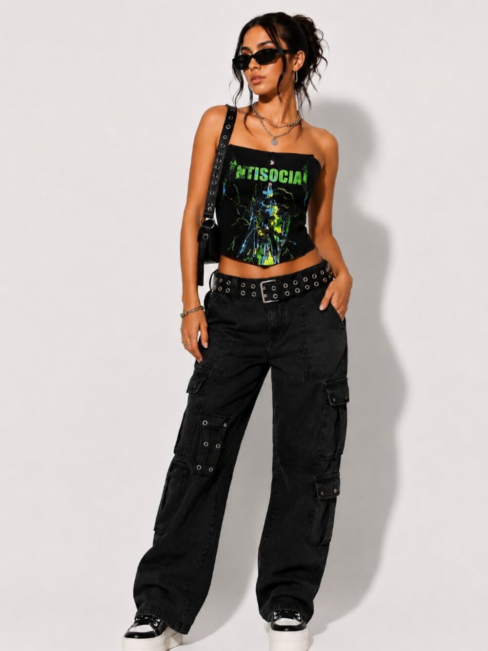 Akira Antisocial Strapless Corset Top Black XL Boned Bustier NWOT